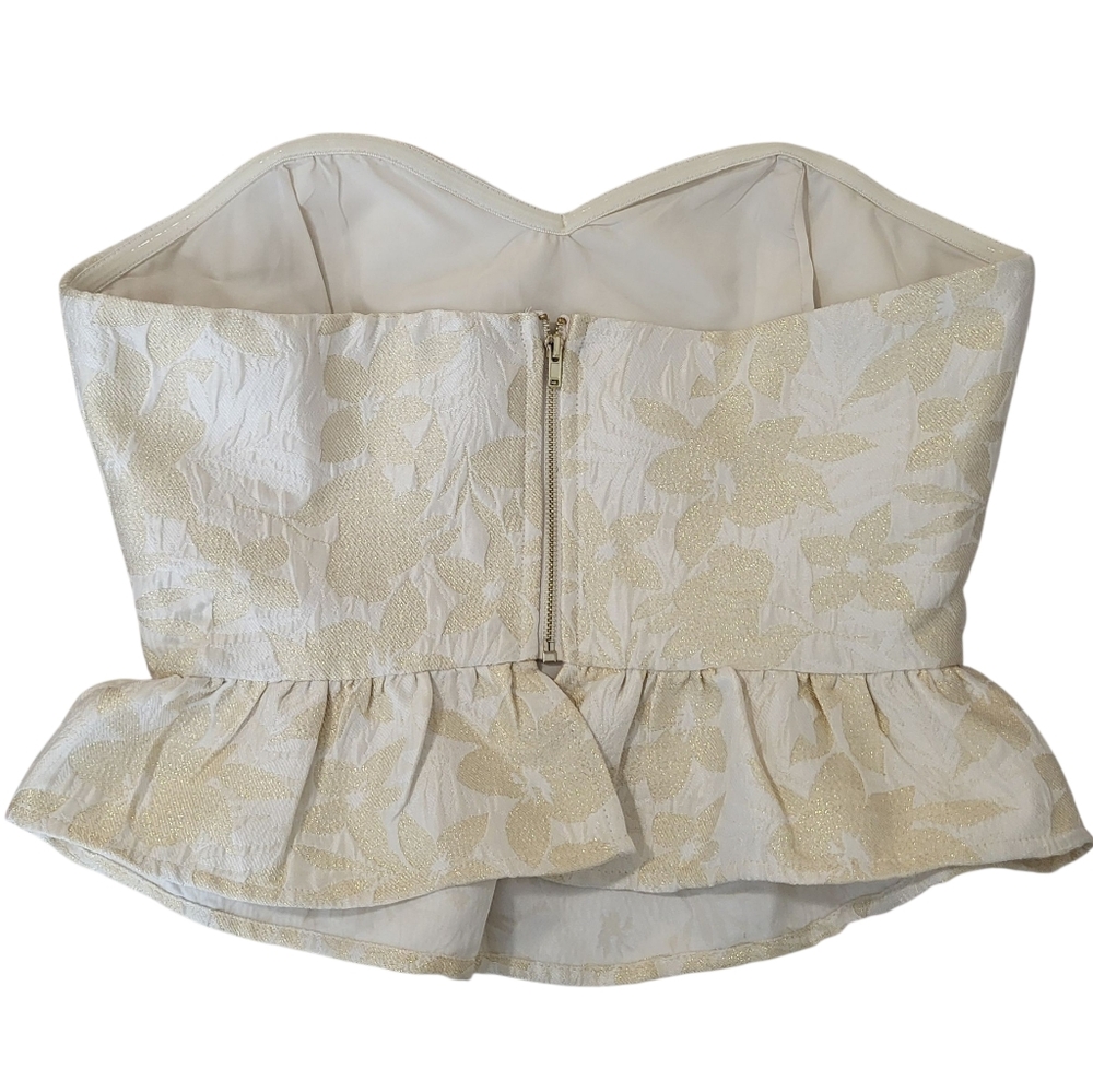 Altar'd State Off White with Gold Foil Print Corset/Peplum Top - Medium - Picture 2 of 4